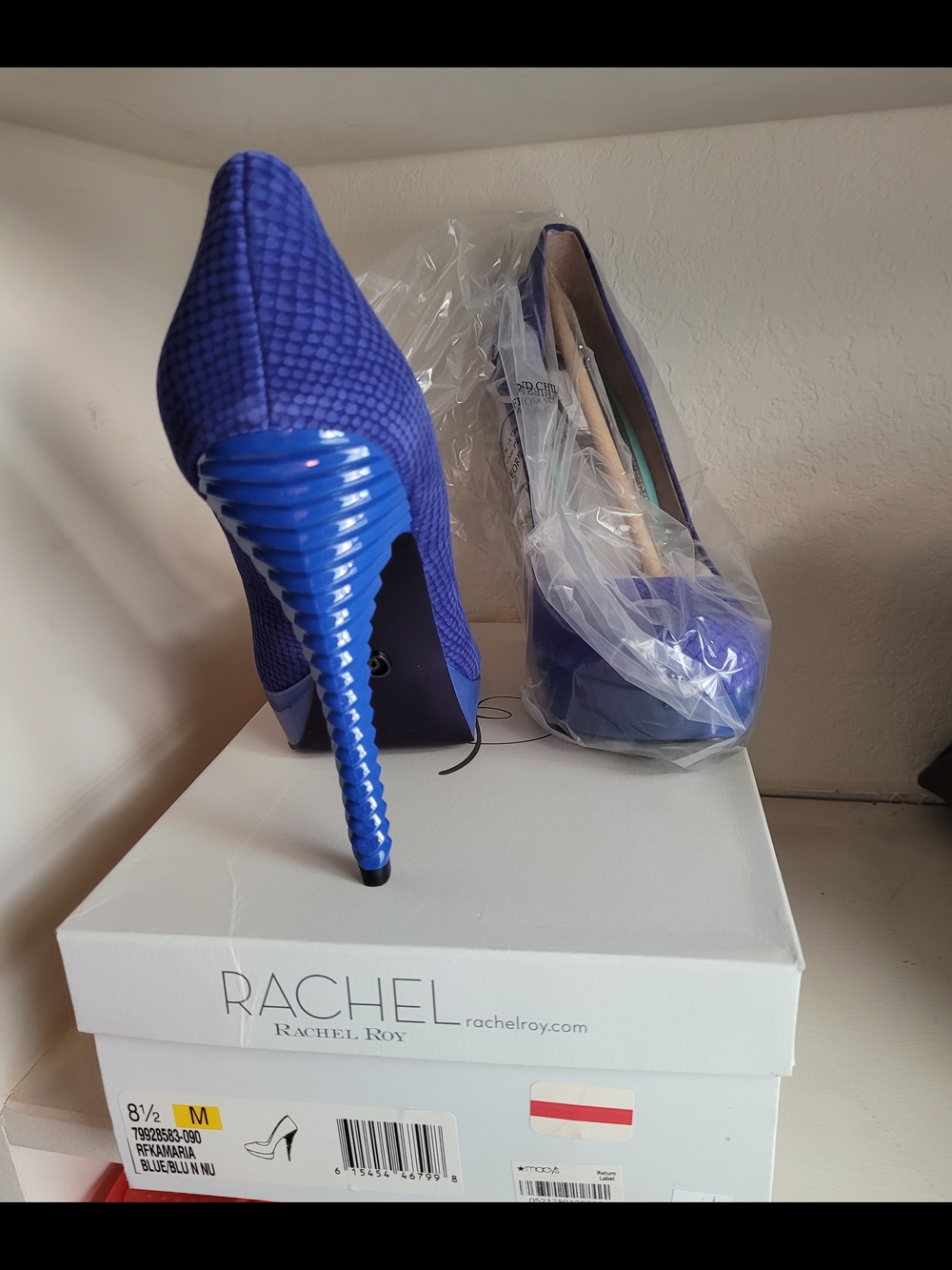 RACHEL Rachel Roy Cobalt Blue Textured Stiletto Pumps